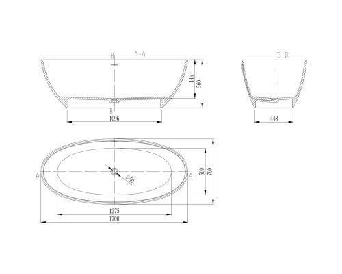 Ванна из литьевого мрамора Vincea Solid Surface VBT-4S01MW 170x76 см, отдельностоящая, белый матовый