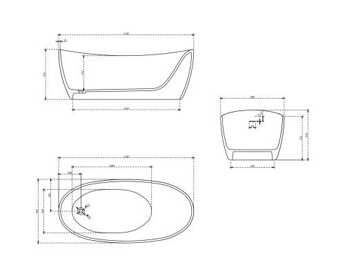 Ванна из литьевого мрамора Vincea Solid Surface VBT-6S03MW 170x80 см, отдельностоящая, белый матовый