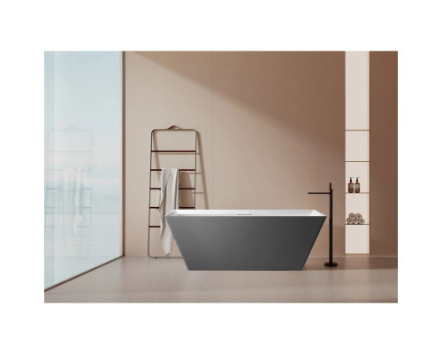 Ванна из литьевого мрамора AltroBagno Francesca AltroBagnoFrancesca090105CementGrey&White 170x75 см, отдельностоящая, белый/серый цемент