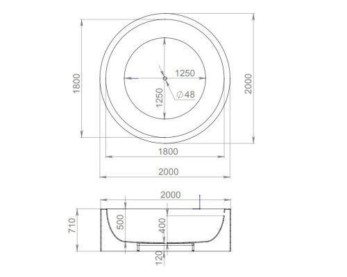 Заказать Ванна из литьевого мрамора 200x200 см Salini S-Sense Isola 101111G в магазине сантехники Santeh-Crystal.ru