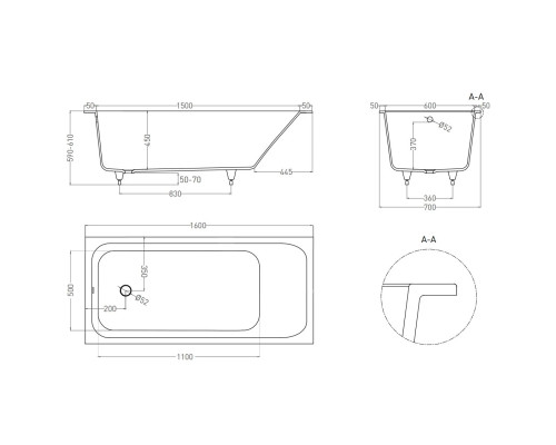 Ванна из литьевого мрамора Salini S-Stone Orlanda 102025M 160x70 см, белый матовый