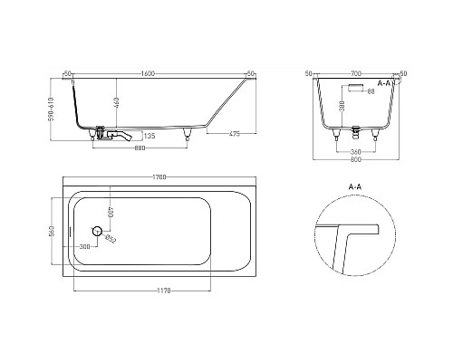 Santeh-Crystal.ru: Ванна из литьевого мрамора 170x80 см Salini S-Stone Orlanda Kit 102126M Купить Ванна из литьевого мрамора 170x80 см Salini S-Stone Orlanda Kit 102126M в магазине сантехники Santeh-Crystal.ru