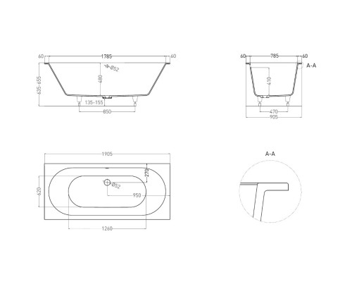 Ванна из литьевого мрамора Salini S-Sense Ornella Axis 103412M 190,5x90,5 см, белый матовый