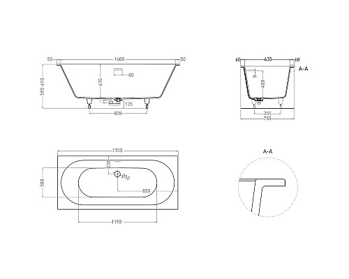 Santeh-Crystal.ru: Ванна из литьевого мрамора 170,5x75,5 см Salini S-Sense Ornella Axis Kit 103513M Купить Ванна из литьевого мрамора 170,5x75,5 см Salini S-Sense Ornella Axis Kit 103513M в магазине сантехники Santeh-Crystal.ru