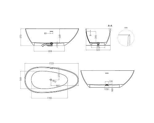 Santeh-Crystal.ru: Ванна из литьевого мрамора 172x82 см Salini S-Stone Paola IN, покраска по RAL полностью 101612SMRF Заказать Ванна из литьевого мрамора 172x82 см Salini S-Stone Paola IN, покраска по RAL полностью 101612SMRF в магазине сантехники Santeh-Crystal.ru
