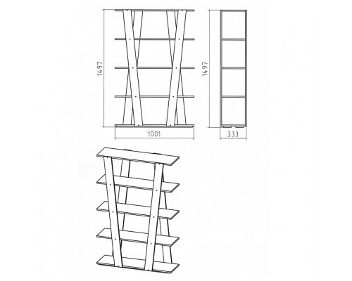 Альфа - стеллаж зебрано венге 1000х1500