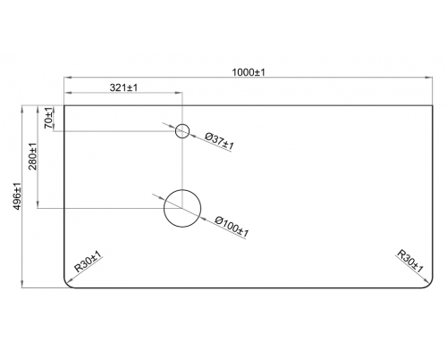 Столешница Керамогранит -100 см серый Роял