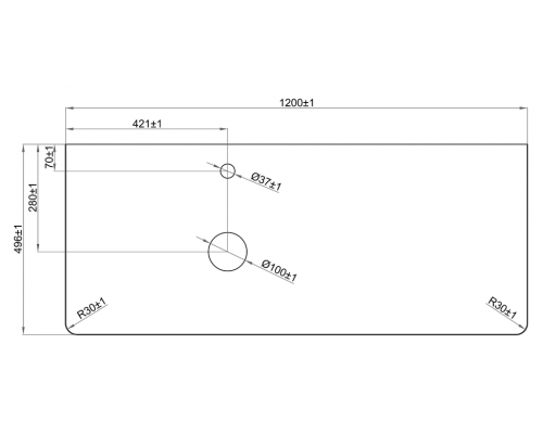 Столешница Керамогранит -120 см серый Роял