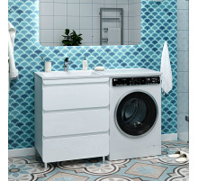 Чегет - 70 Тумба напольная 3 ящ. под стиральную машину, белая / раковина ЛЕВАЯ