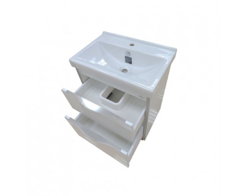 Заказать Фест - 80 Тумба 2 ящ. Белая эмаль Стекло / раковина в магазине сантехники Santeh-Crystal.ru