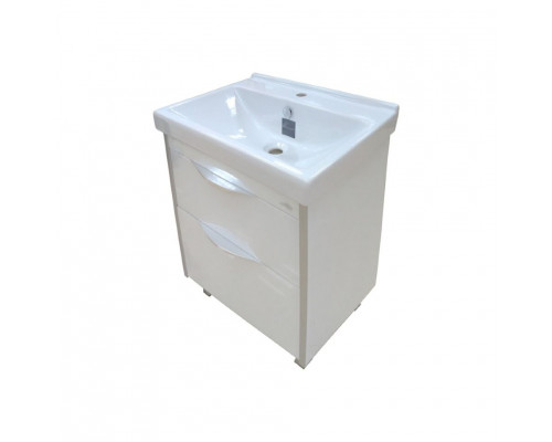 Заказать Фест - 80 Тумба 2 ящ. Белая эмаль Стекло / раковина в магазине сантехники Santeh-Crystal.ru