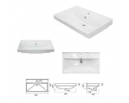 Заказать Фест - 80 Тумба 2 ящ. Белая эмаль Стекло / раковина в магазине сантехники Santeh-Crystal.ru