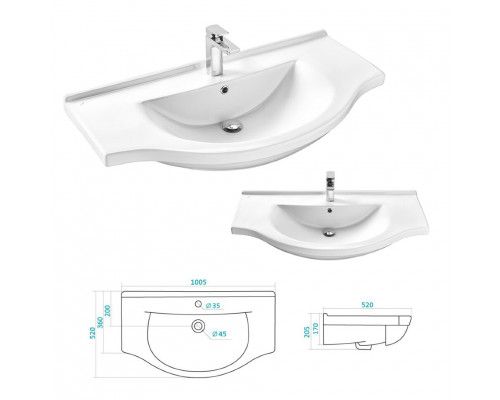Приобрести Эльбрус -100 Тумба белая эмаль / раковина в магазине сантехники Santeh-Crystal.ru