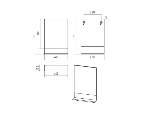 Купить Алиса - 50 Зеркало белое с полкой в магазине сантехники Santeh-Crystal.ru