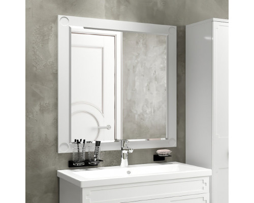 Купить Лейла - 80 Зеркало в раме БЕЛОЕ в магазине сантехники Santeh-Crystal.ru