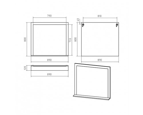 Приобрести Сахара - 90 Зеркало в раме белое с полкой в магазине сантехники Santeh-Crystal.ru