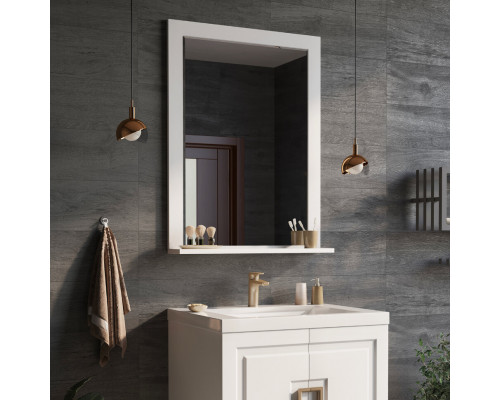 Приобрести Сахара - 90 Зеркало в раме белое с полкой в магазине сантехники Santeh-Crystal.ru