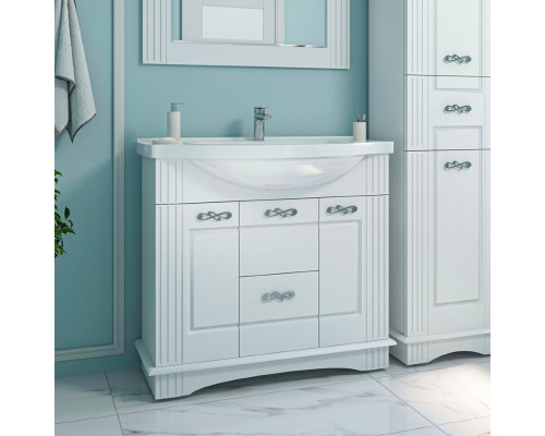 Заказать Эльбрус - 90 Тумба белая эмаль / раковина в магазине сантехники Santeh-Crystal.ru