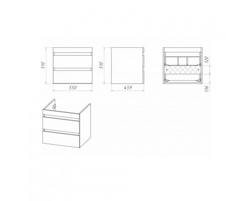 Купить Фостер - 55 Тумба подвесная с 2 ящ. под стиральную машину, белая О в магазине сантехники Santeh-Crystal.ru