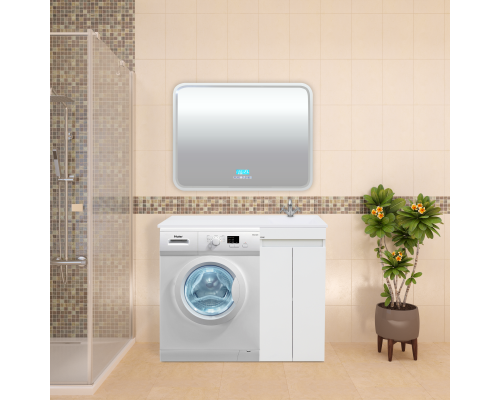 Заказать Фостер - 40 Тумба напольная 2 ящ. под стиральную машину, белая / раковина правая в магазине сантехники Santeh-Crystal.ru