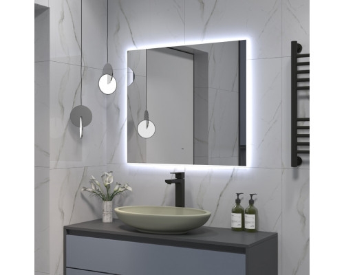 Заказать НЕМБУС - 800х700 Зеркало Led, ореол с бесконт.сенс., холод.подсветка с подогревом (Треже ЗЛП534) в магазине сантехники Santeh-Crystal.ru