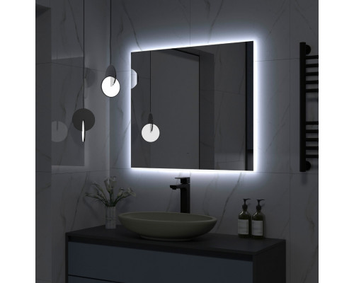 Заказать НЕМБУС - 800х700 Зеркало Led, ореол с бесконт.сенс., холод.подсветка с подогревом (Треже ЗЛП534) в магазине сантехники Santeh-Crystal.ru