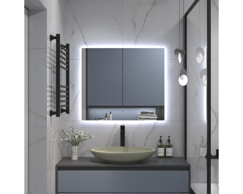 Заказать НЕМБУС - 800х700 Зеркало Led, ореол с бесконт.сенс., холод.подсветка с подогревом (Треже ЗЛП534) в магазине сантехники Santeh-Crystal.ru