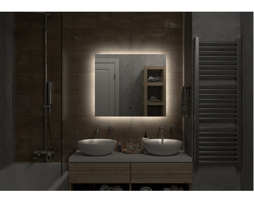 Заказать НЕМБУС - 800х700 Зеркало Led, ореол с бесконт.сенс., холод.подсветка с подогревом (Треже ЗЛП534) в магазине сантехники Santeh-Crystal.ru