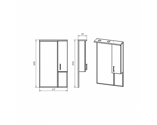 Купить Амбра - 65 зеркало-шкаф прав. (свет) в магазине сантехники Santeh-Crystal.ru