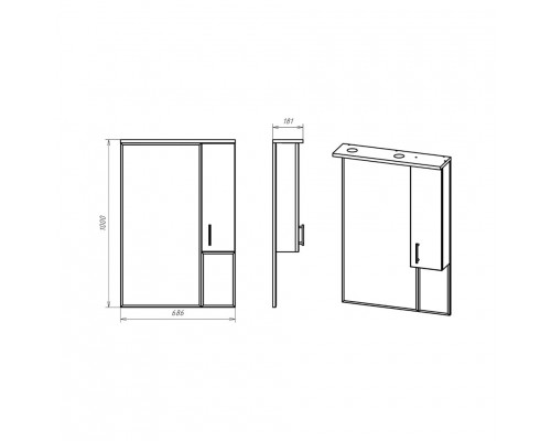 Заказать Амбра - 70 зеркало-шкаф прав. (свет) в магазине сантехники Santeh-Crystal.ru