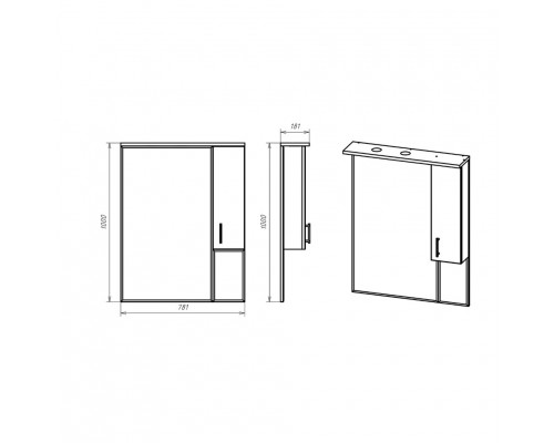 Приобрести Амбра - 80 зеркало-шкаф прав. (свет) в магазине сантехники Santeh-Crystal.ru