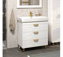 GLOSTER - 80 Тумба с 3 ящ. напольная, белый / раковина