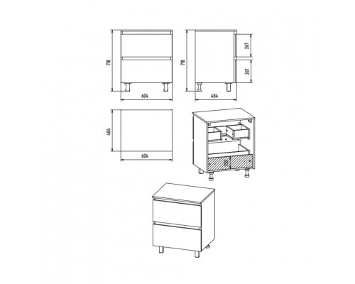 Купить DAKOTA - 60 Тумба напольная 2 ящ.  (ДСП (Дуб Гал/ Белый) в магазине сантехники Santeh-Crystal.ru