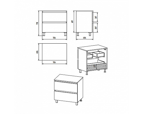 Заказать DAKOTA - 70 Тумба напольная 2 ящ.  (ДСП (Дуб Гал/ Белый) в магазине сантехники Santeh-Crystal.ru