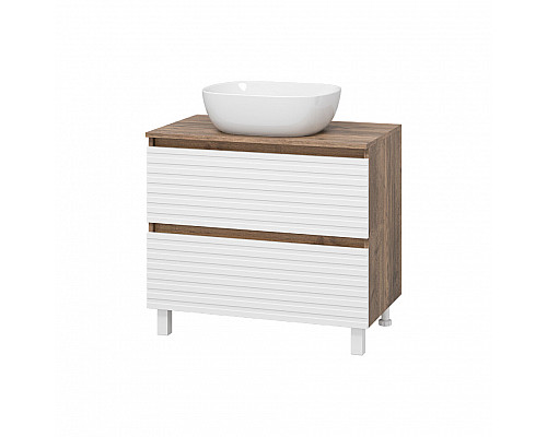 Заказать DAKOTA - 70 Тумба напольная 2 ящ.  (ДСП (Дуб Гал/ Белый) в магазине сантехники Santeh-Crystal.ru