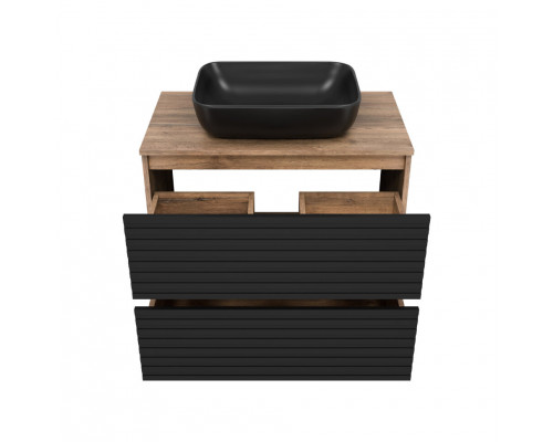 Купить DAKOTA - 70 Тумба напольная 2 ящ.  (ДСП (Дуб Гал. Черный кварц) в магазине сантехники Santeh-Crystal.ru