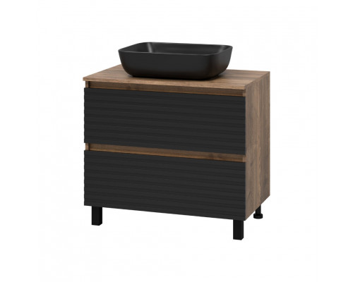 Купить DAKOTA - 70 Тумба напольная 2 ящ.  (ДСП (Дуб Гал. Черный кварц) в магазине сантехники Santeh-Crystal.ru