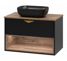 BERGEN - 80 Тумба подвесная 1 ящ. (ДСП (Дуб Гал/черн мат.эмаль)