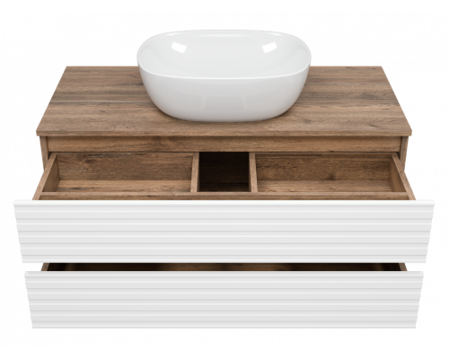 Заказать DAKOTA -100 Тумба подвесная 2 ящ. (ДСП (Дуб Гал/ Белый) в магазине сантехники Santeh-Crystal.ru