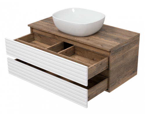 Заказать DAKOTA -100 Тумба подвесная 2 ящ. (ДСП (Дуб Гал/ Белый) в магазине сантехники Santeh-Crystal.ru