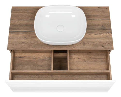 Заказать DAKOTA -100 Тумба подвесная 2 ящ. (ДСП (Дуб Гал/ Белый) в магазине сантехники Santeh-Crystal.ru