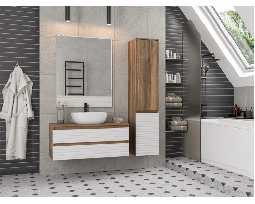 Заказать DAKOTA -100 Тумба подвесная 2 ящ. (ДСП (Дуб Гал/ Белый) в магазине сантехники Santeh-Crystal.ru