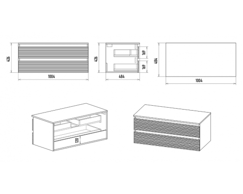 Заказать DAKOTA -100 Тумба подвесная 2 ящ. (ДСП (Дуб Гал/ Белый) в магазине сантехники Santeh-Crystal.ru