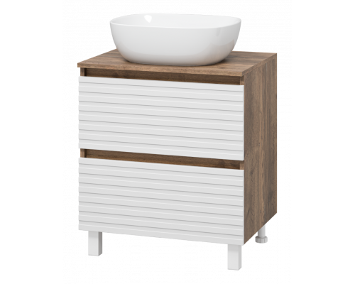 Купить DAKOTA - 60 Тумба напольная 2 ящ.  (ДСП (Дуб Гал/ Белый) в магазине сантехники Santeh-Crystal.ru