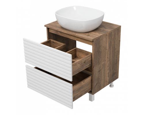 Купить DAKOTA - 60 Тумба напольная 2 ящ.  (ДСП (Дуб Гал/ Белый) в магазине сантехники Santeh-Crystal.ru