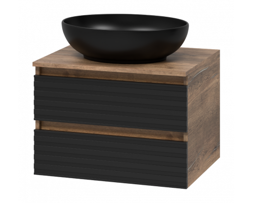 Приобрести DAKOTA - 60 Тумба подвесная 2 ящ. (ДСП (Дуб Гал. Черный кварц) в магазине сантехники Santeh-Crystal.ru