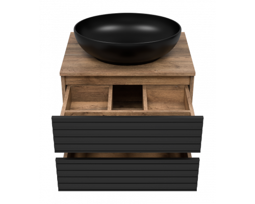 Приобрести DAKOTA - 60 Тумба подвесная 2 ящ. (ДСП (Дуб Гал. Черный кварц) в магазине сантехники Santeh-Crystal.ru