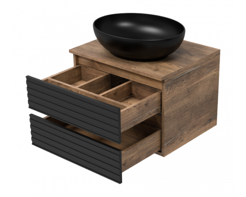 Приобрести DAKOTA - 60 Тумба подвесная 2 ящ. (ДСП (Дуб Гал. Черный кварц) в магазине сантехники Santeh-Crystal.ru