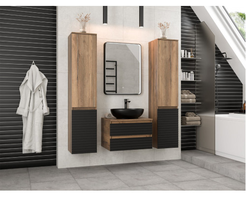 Приобрести DAKOTA - 60 Тумба подвесная 2 ящ. (ДСП (Дуб Гал. Черный кварц) в магазине сантехники Santeh-Crystal.ru