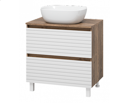 Заказать DAKOTA - 70 Тумба напольная 2 ящ.  (ДСП (Дуб Гал/ Белый) в магазине сантехники Santeh-Crystal.ru